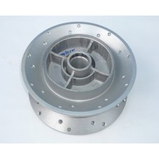 KOLO ZADNÍ - STŘED NA KOTOUČ. BRZDU - STŘÍBRNÝ - JAWA 300,350CL KYVACKA, PERAK + MODEL 42